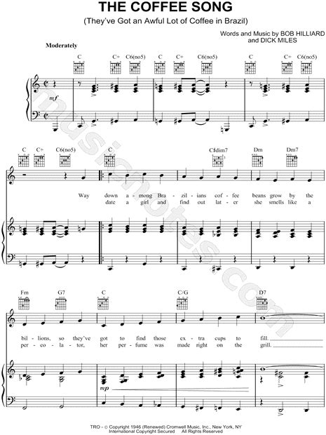 Coffee songs by your favorite musicians with coffee related themes. Frank Sinatra "The Coffee Song" Sheet Music in C Major (transposable) - Download & Print - SKU ...