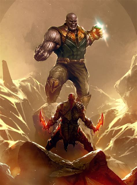Marvel X God Of War Thanos Vs Kratos By Ömer Tunç Rcharactercrossovers