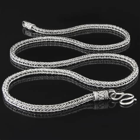 Solid 925 Sterling Silver Man Braided Chain Necklace For Men 18 20 22 24 26 28 I Mens