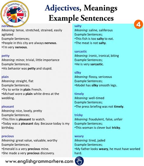 60 Most Common Adjectives Meanings And Example Sentences English