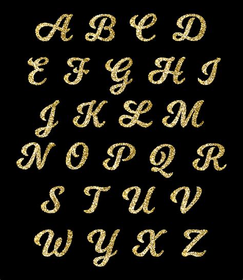 Golden Glitter Alphabet Gold Font Vector Letters With Sparkle Effect