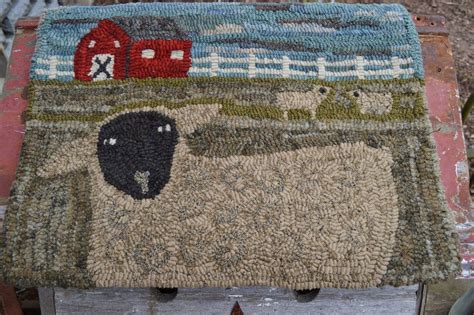 ☆plumrun creek☆ hooked rugs primitive hand hooked rugs farm rugs sheep rug rug hooking