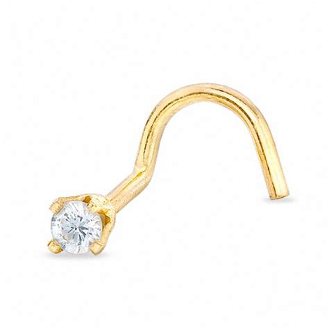 Nose Stud In 14k Gold With Round Diamond Accent Peoples Jewellers