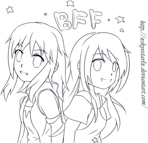 Download Bff Anime Colouring Pages - Bff Best Friends Drawing Anime PNG