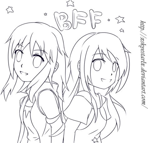 Download Bff Anime Colouring Pages Bff Best Friends Drawing Anime Png Image With No Background