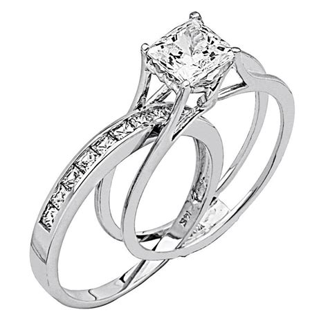 2 Ct Princess Cut 2 Piece Engagement Wedding Ring Band Set