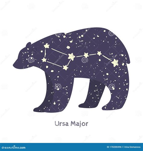 Ursa Major Big Bear Constellation In The Night Starry Sky Stock