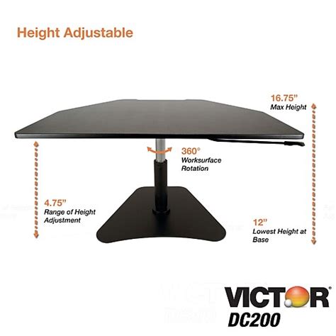 Victor Technology Dc200 High Rise Adjustable Stand Up Desk Converter