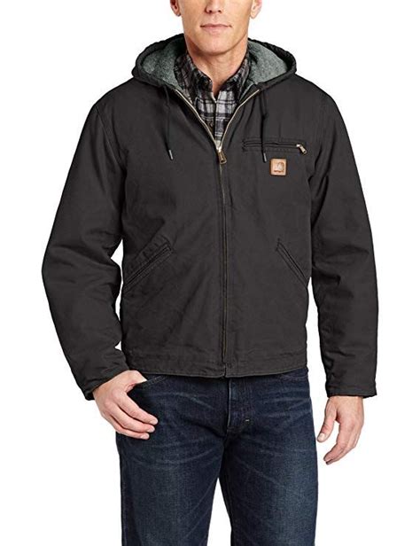 carhartt men s sherpa lined sandstone sierra jacket j141 black large carhartt jacket mens