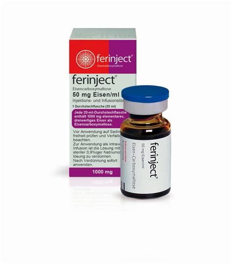 Ferric carboxymaltose (ferinject) is a new iv preparation which can be given quickly. Ferinject 50 mg Eisen/ml, Injektions- und Infusionslösung ...