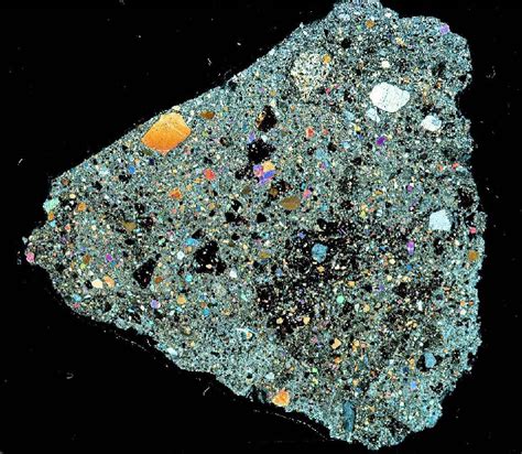 Polished Thin Section Of The Meteorite Showing Polymict Breccia Texture