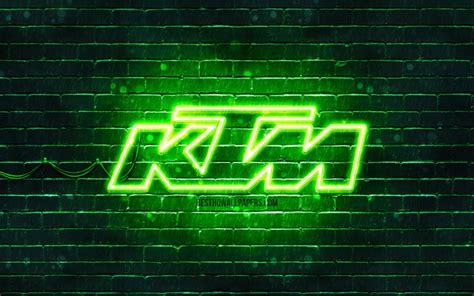 Download Wallpapers Ktm Green Logo 4k Green Brickwall Ktm Logo