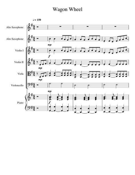 Wagon Wheel Sheet Music For Violin Piano Alto Saxophone Viola