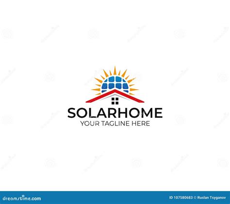 Solar Home Logo Template Solar Panel And Sun Vector Design Stock
