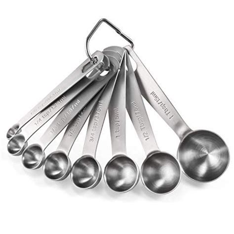Stainless Steel Metric Measuring Spoons Set Of 8 Spoons 1 Tablespoon