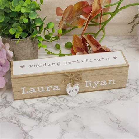 Buy Personalised Wedding Certificate Holder Wooden Marriage Certificate Holder Rustic Box With
