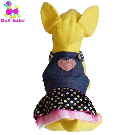 Dogbaby Dog Dress Solid Jean Material Pet Skirt Spring Summer Dog