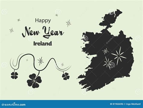 Happy New Year Theme With Map Of Ireland Stock Illustration