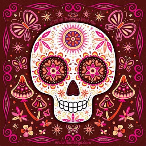 Sugar Skull Art Colorful Day Of The Dead Art By Thaneeya Mcardle —