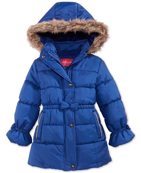 London Fog Little Girls Or Toddler Girls Bow Accent Puffer Coat With