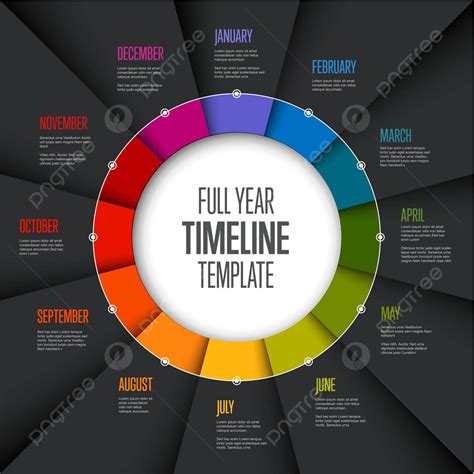Infographic Full Year Timeline Template Vector Sector Flower Vector