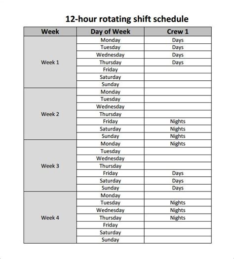 This is the average number of hours worked by each employee per week based on the shift lengths and shift sequences for this plan. 11 Hour Shift Schedule Template - 11+ Free Word, Excel ...