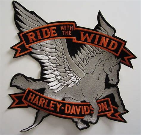 Financing offer available only on new harley‑davidson® motorcycles financed through eaglemark savings bank (esb) and is subject to credit approval. Vintage 80s XL Harley Davidson Pegasus Patch for the Back of a Jacket. Features the HD Flying ...