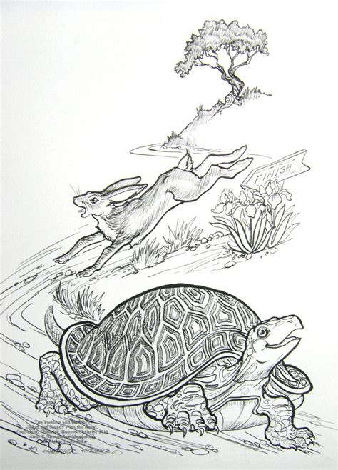Grazing tortoise | giclee art print, children's animal illustration for nursery, kids room, boys room. Tortoise And The Hare Coloring Pages - Coloring Home