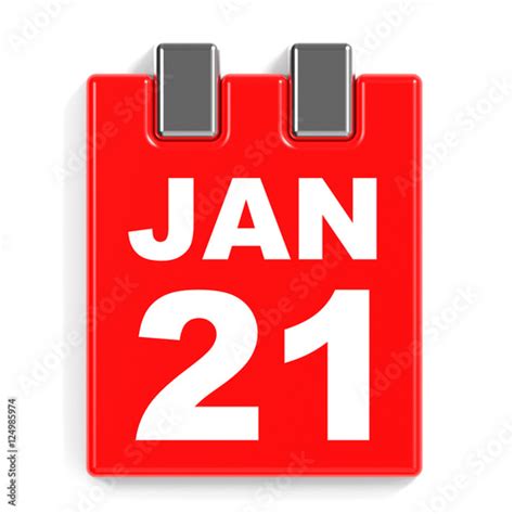 January 21 Calendar On White Background Stock Photo And Royalty