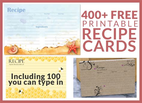 400 Free Recipe Cards How To Type And Print Free Recipe Cards