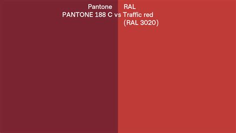 Pantone 188 C Vs Ral Traffic Red Ral 3020 Side By Side Comparison