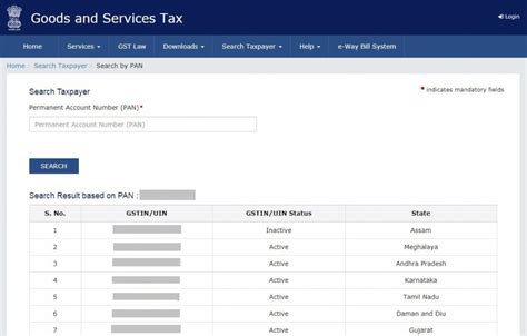 Search GSTIN and Taxpayer Details by PAN on GST Portal | Help Center 