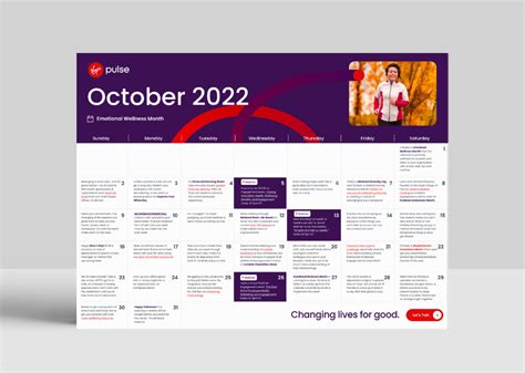 October 2022 Mental Wellbeing Calendar Virgin Pulse