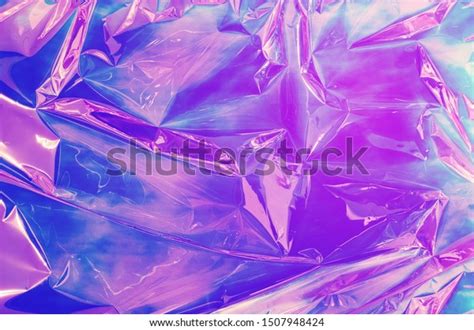 Holographic Iridescent Surface Wrinkled Foil Color Stock Photo