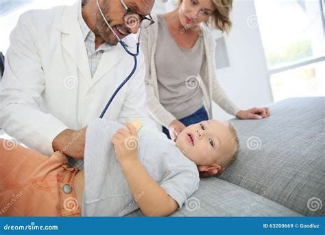 Baby Boy At Medical Office Being Checked Up Stock Image Image Of