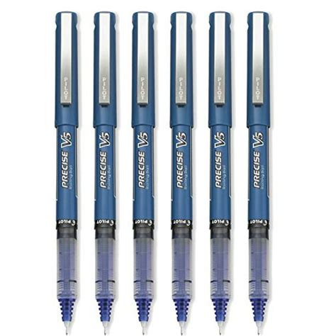 Pilot Precise V5 Stick Rolling Ball Pens Extra Fine Point Blue 6 Pack