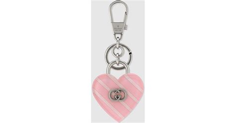 Gucci Interlocking G Heart Shaped Keychain In Pink Lyst