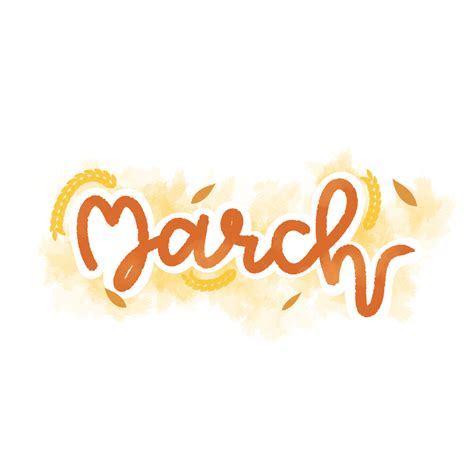 March Month Png Image March Lettering Month With Orange Tone March