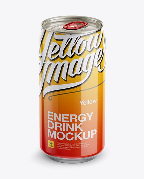 Download 16Oz Glossy Aluminium Can Mockup (High-Angle Shot) in Can Mockups on Yellow Images Object Mockups
