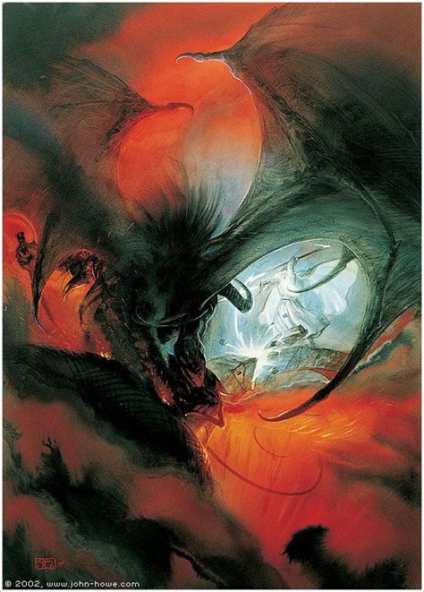 Gandalf And The Balrog Ii John Howe Balrog Lord Of The Rings Lotr Art