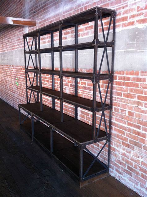 3 open shelves constructed of high quality compressed wood available in beech, cherry, mahogany or black perfect for home or office. French Industrial Ironworker Bookshelf Vintage Bookcase ...