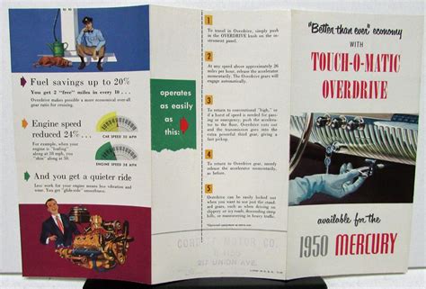 1950 Mercury Dealer Sales Brochure Touch O Matic Overdrive Option Original