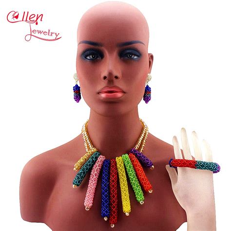 New Colorful Nigerian Wedding African Beads Jewelry Set Crystal Jewelry