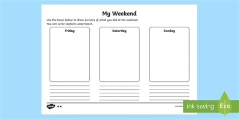 My Weekend Recount Template Primary Resources Ks1 Twinkl