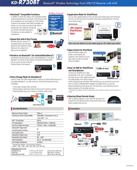 Jvc Car Stereo System Kd R730bt Users Manual R730bttecha