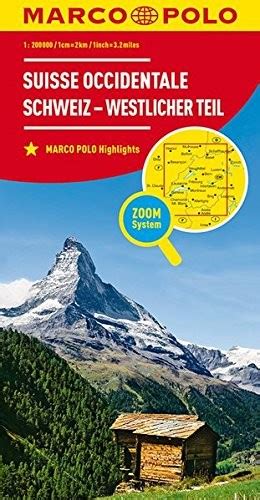 A történelem során mindig független és érintetlen svájc a béke és a kiegyensúlyozott élet szimbóluma. Svájc térkép Marco Polo Svájc középső és nyugati része 1:200