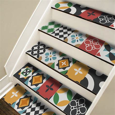 7pcs stair riser staircase stickers mural vinyl wall tiles decals self adhesive ebay