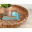 Large Round Flat Basket Tray 21 Woven Bamboo Rattan Winnowing Shallow 