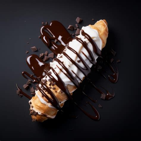 Premium Ai Image Top View Minimalistic Of An Isolated Chocolate Cannoli