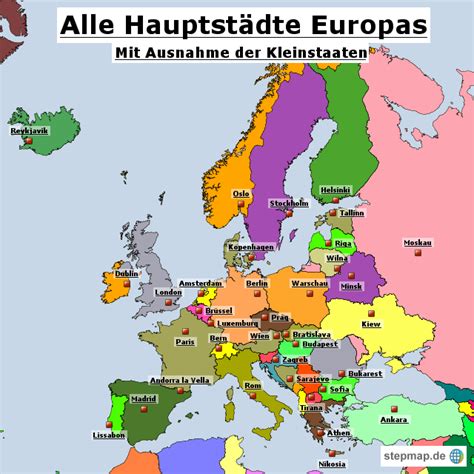Stepmap Europas Hauptstädte Landkarte Für Europa